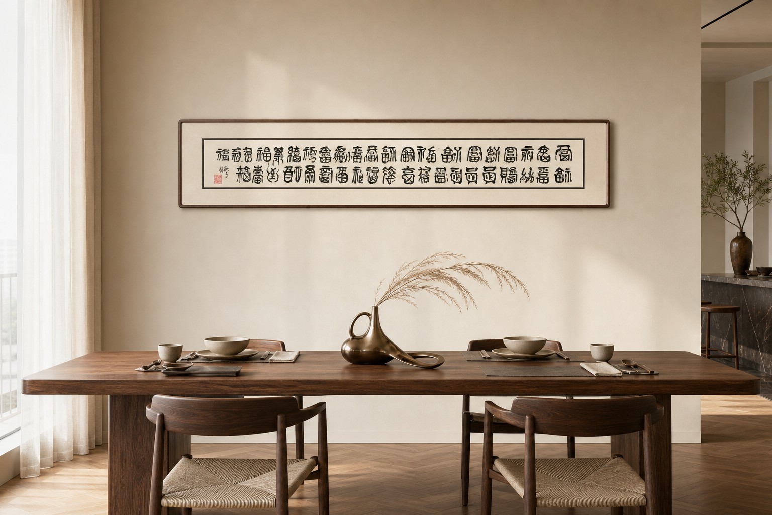 企业空间里的书法横幅